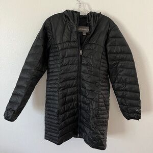 Eddie Bauer DOWN Feather Hooded Longline Slim Fit Puffer Coat